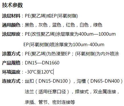 大同外PE内EP涂塑钢管技术参数